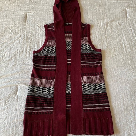 Hannah Sweaters - Hannah Sleeveless Hooded Knit Open Front Long Sweater